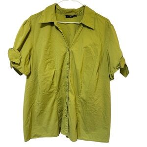 East 5th Womens Green Button‎ Up Top 3X Professional Office Career Stretch Basic